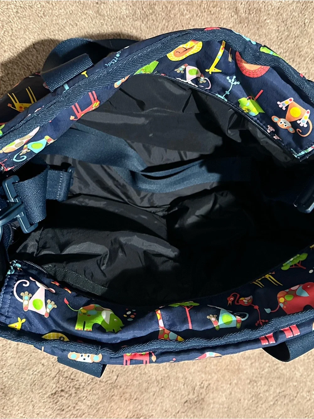 Navy Multi Safari Print Baby Bag
